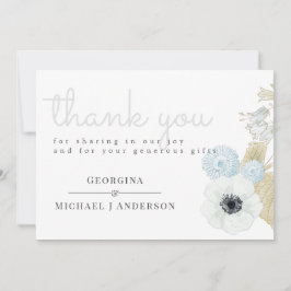 Cartão De Agradecimento Dusty Blue White Marinho Anemone BUDGET Casamento