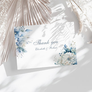 Cartão De Agradecimento Dusty Blue Wildflower Wedding Thank You Card
