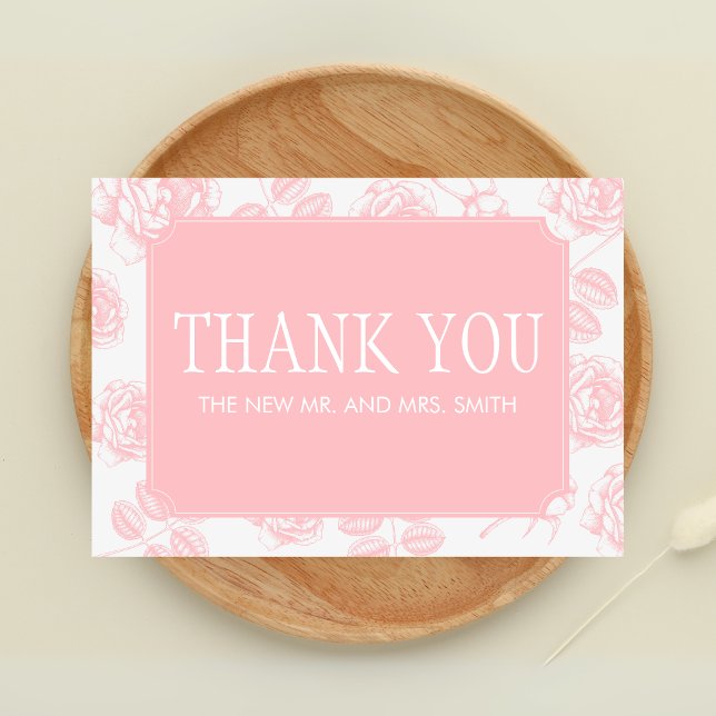 Cartão De Agradecimento Dusty Pink Elegant Chinoiserie Casamento (Dusty Pink Vintage Elegant Wedding Thank you Card)