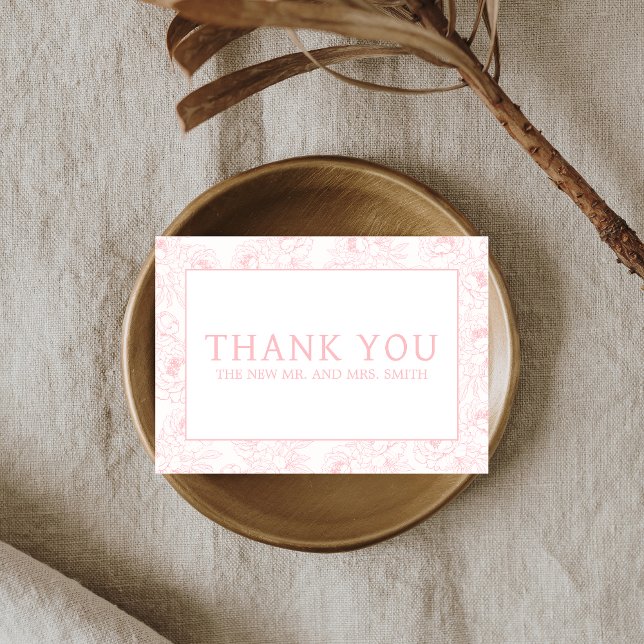 Cartão De Agradecimento Dusty Pink Floral Casamento (Dusty Pink Minimalist Floral Wedding Thank you Card)