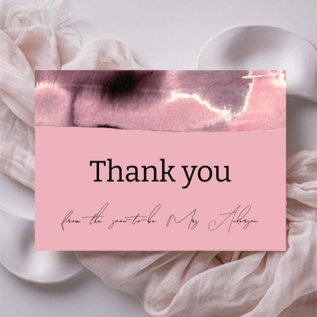 Cartão De Agradecimento Dusty Rosa e Black Modern Minimalist (Criador carregado)