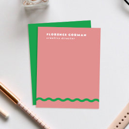 Cartão De Agradecimento Dusty Rosa e Green Wavy Frame Pessoal