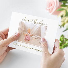 Cartão De Agradecimento Dusty Rosa Flores Rapariga primeiro aniversario Fo