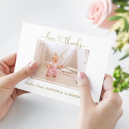 Cartão De Agradecimento Dusty Rosa Flores Rapariga primeiro aniversario Fo