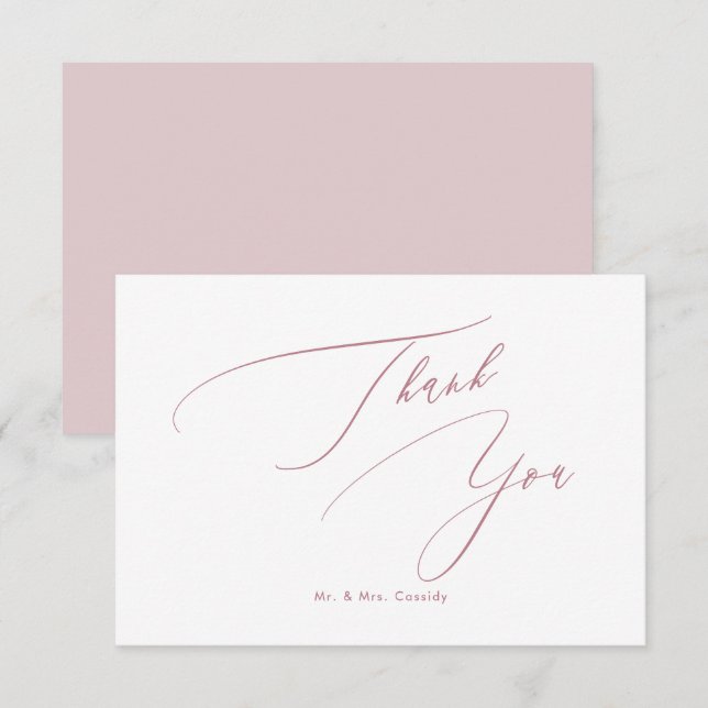 Cartão De Agradecimento Dusty Rose DIY cores Luxe Script Obrigado (Frente/Verso)