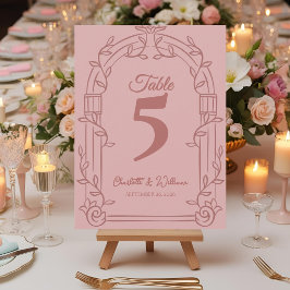 Cartão De Agradecimento Dusty Rose Ornate Arch Wedding Table Number Card