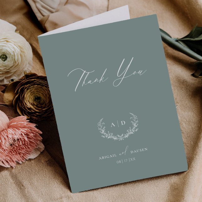 Cartão De Agradecimento Dusty Sage Thank you Wedding Folded Note Card (Criador carregado)