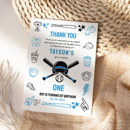 Cartão De Agradecimento É o 1º Aniversário do Game Time Baseball