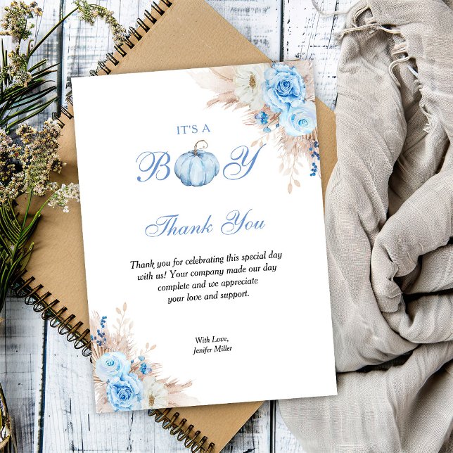 Cartão De Agradecimento É um Chá de fraldas de Rapaz. (Criador carregado)