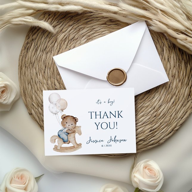 Cartão De Agradecimento É um Urso de Teddy e Balões (Criador carregado)