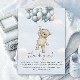 Cartão De Agradecimento Eagerly Awaiting Baby Boy Bear Shower