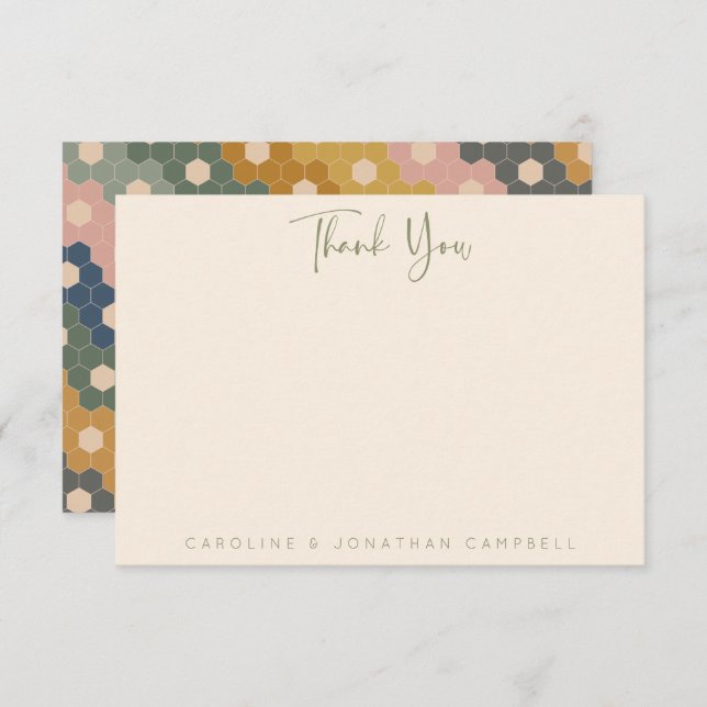 Cartão De Agradecimento Earthy Boho Geométrico Chic Modern Personalizado (Frente/Verso)