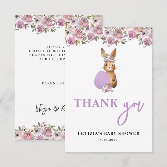 Cartão De Agradecimento Easter Baby Shower (Frente/Verso)