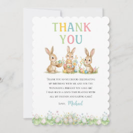 Cartão De Agradecimento Easter Bunny Boy First Birthday Thank You Card