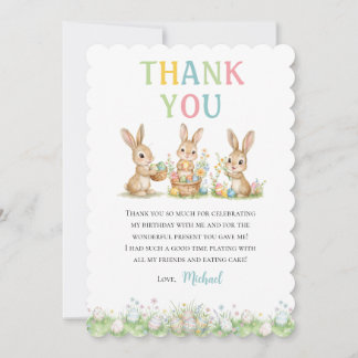 Cartão De Agradecimento Easter Bunny Boy First Birthday Thank You Card