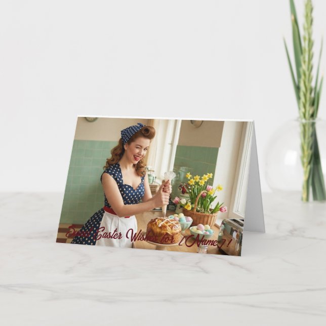 Cartão De Agradecimento Easter Pin-Up Retro Greeting Card (Frente)