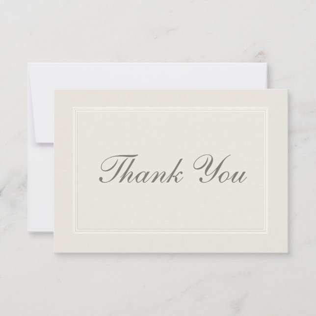 Cartão De Agradecimento Ecru Sonha Casamento Tradicional Formal Obrigado (Frente)