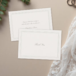 Cartão De Agradecimento Ecru Triple Formal Elegant Modern Classic Wedding