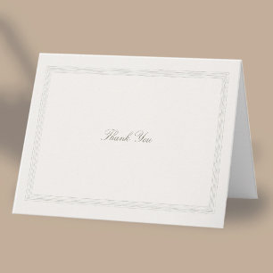 Cartão De Agradecimento Ecrú Triplo Formal Elegante Clássico Moderno Casam