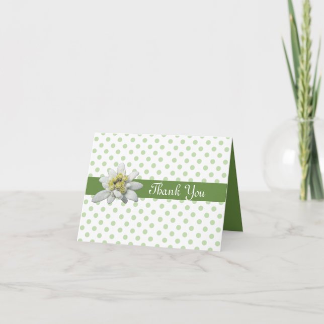 Cartão De Agradecimento Edelweiss e bolinhas que Wedding o obrigado você (Frente)