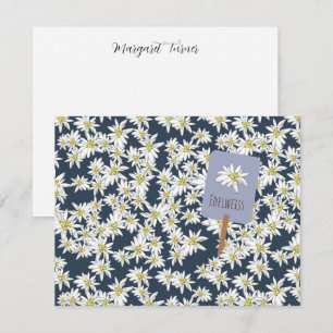 Cartão De Agradecimento Edelweiss Flor Silvestre Alpina Ilustrada à Mão Bo