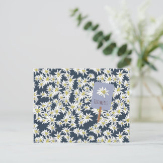 Cartão De Agradecimento Edelweiss Flor Silvestre Alpina Ilustrada à Mão Bo