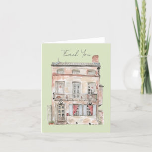 Cartão De Agradecimento Edifício Histórico Nova Orleans Aquarela