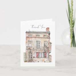 Cartão De Agradecimento Edifício Histórico Nova Orleans Aquarela