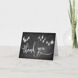 Cartão De Agradecimento Edison Lights Chalkboard Typografia Obrigado
