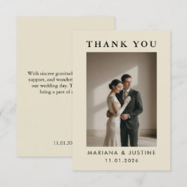 Cartão De Agradecimento Editorial Minimalista Fotografia de Casamento de I