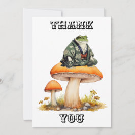 Cartão De Agradecimento Edo era personagem sapo sentado em cogumelo