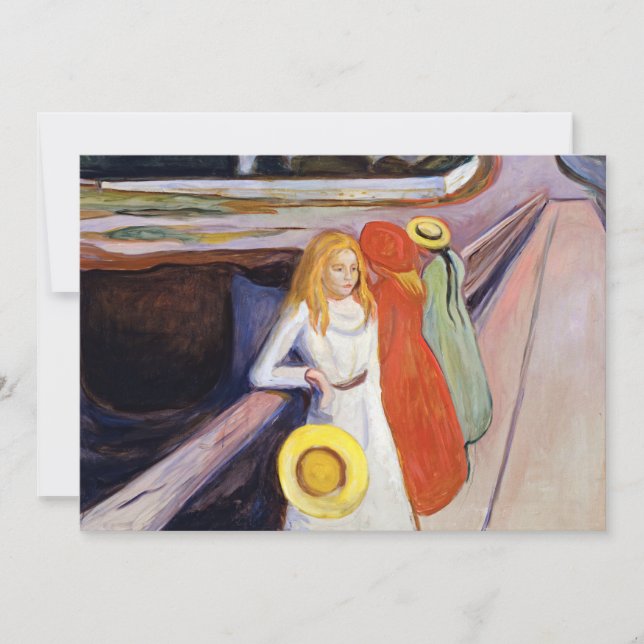Cartão De Agradecimento Edvard Munch - As raparigas na Ponte 1901 (Frente)