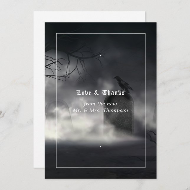 Cartão De Agradecimento Eerie Gothic Wedding (Frente/Verso)