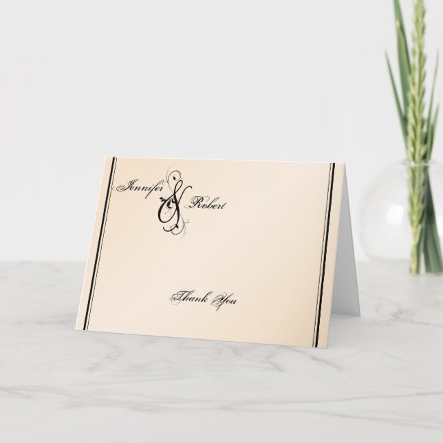 Cartão De Agradecimento Eggshell Elegance Wedding Obrigado (Frente)