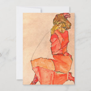 Cartão De Agradecimento Egon Schiele - fêmea de ajoelhamento no vestido do