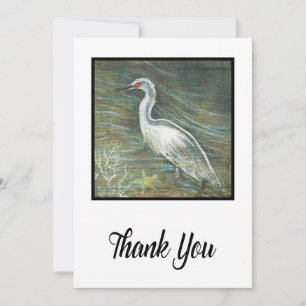 Cartão De Agradecimento Egret Shorebird Em Arte Com Água