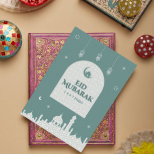 Cartão De Agradecimento Eid al-Fitr Mubarak 1447H   Design Islâmico Modern