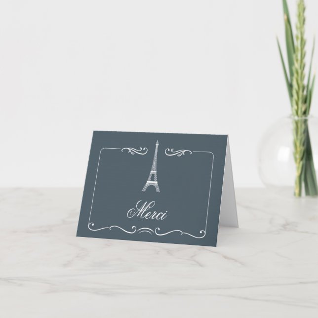 Cartão De Agradecimento Eiffel Tower Elegant Wedding Thank You Card (Frente)