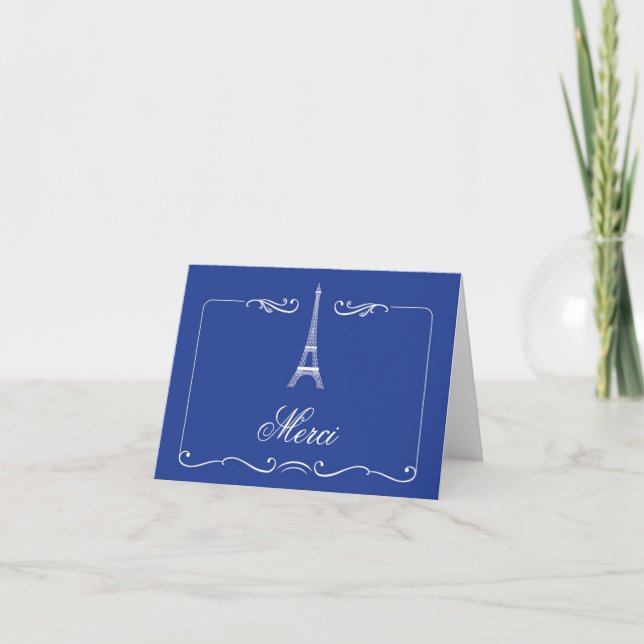 Cartão De Agradecimento Eiffel Tower Elegant Wedding Thank You Card (Frente)