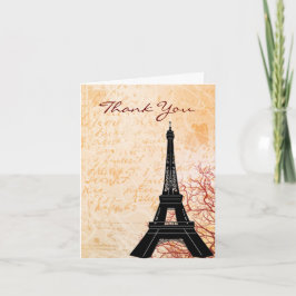Cartão De Agradecimento Eiffel Tower Peach Thank You Note card