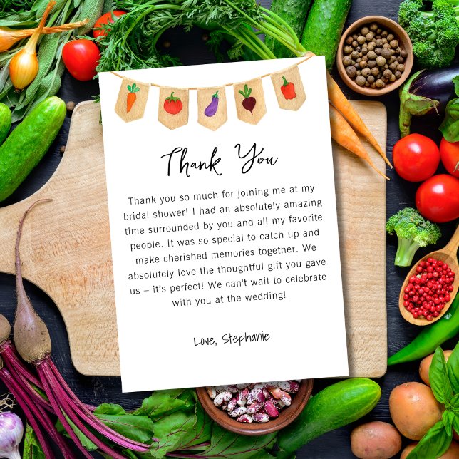 Cartão De Agradecimento Ela é o Chá de Cozinha de Legumes Frescos do Merca (Criador carregado)