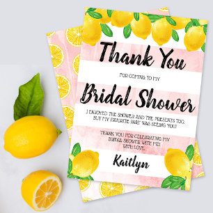Cartão De Agradecimento Ela Encontrou Seu Esposo Bridal Shower de Limão