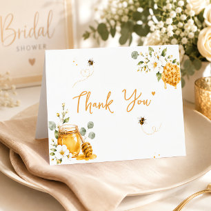 Cartão De Agradecimento Ela Encontrou Seu Mel Elegante Floral Dourado Pers
