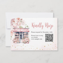 Cartão De Agradecimento Ela está fora do mercado do Chá de panela QR Rsvp 