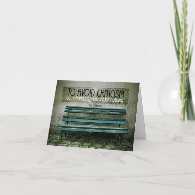 Cartão De Agradecimento Elbert Hubbard Inspirational Citação "Crítica" (Frente)