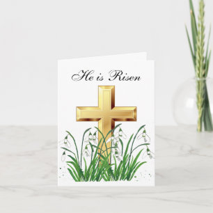 Cartão De Agradecimento Ele é Risen Watercolor Páscoa Floral Cross Obrigad