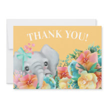 Elefante Amarelo Rosa Verde-água Floral Obrigado