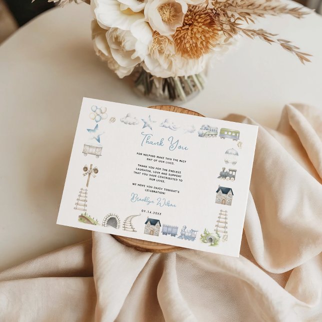 Cartão De Agradecimento Elefante Azul Aquarela | Chá de Bebê do Menino (Watercolor Blue Elephant | Boy’s Baby Shower Thank You Card)