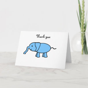 Cartão De Agradecimento Elefante azul bebê
