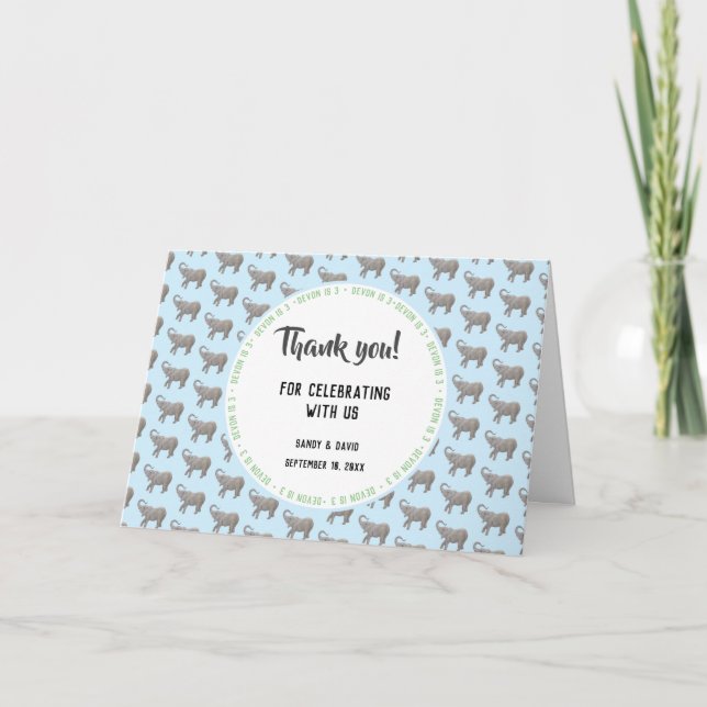 Cartão De Agradecimento Elefante Bebê (Frente)